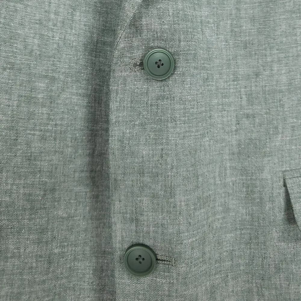 Bar III Mens Slim Fit Suit Jacket Blazer 44R Green Solid Linen Cotton Blend NWT
